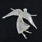Pewter Angel Brooch Pendant February Birthstone Amethyst Crystal 3" Pin Vintage