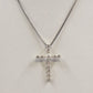 Silver Tone Box Chain with Crystal Clear Rhinestone Cross Pendant 11.5" Necklace