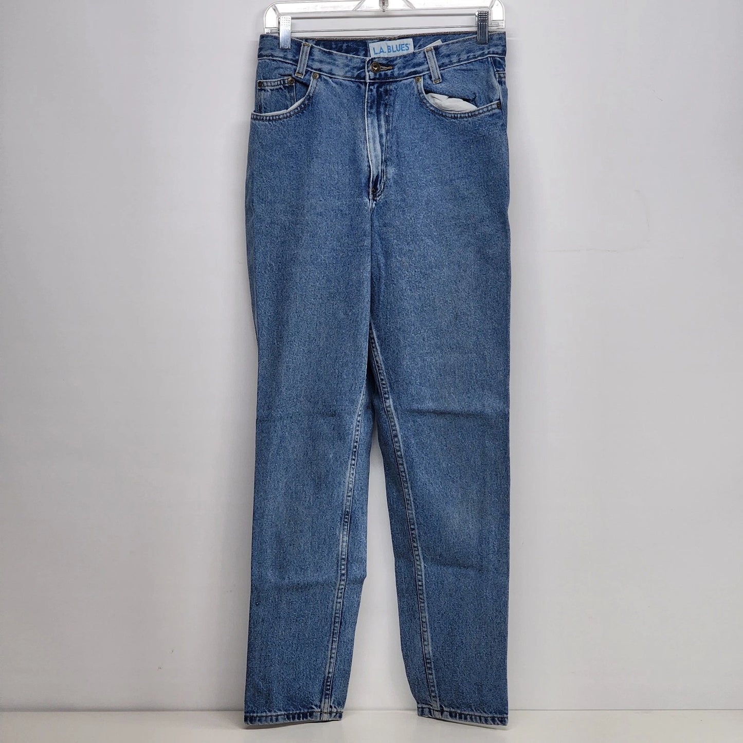 LA Blues Size 10 Denim Jeans Medium Wash Slim Fit 100% Cotton Classic Vtg Mexico