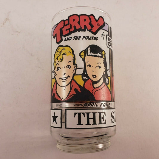 Terry And The Pirates on The Sunday Funnies Drinking Glass 1976 Vintage 5½" Tall