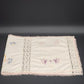 White Table Runner Embroidered Butterflies and Crochet Lace Edging Vintage 40"