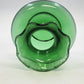 Squat Vase Transparent Emerald Green Art Glass 3.5" Ruffled Crimped Wide Rim Vtg