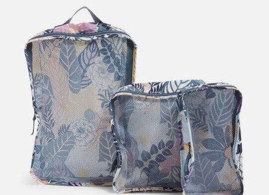 Vera Bradley Packing Cube 3 pc Set Palm Floral Travel Organizer Zip close