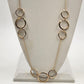 Gold Tone Curb Link Chain w Round Gilded Circle Open Loops Pendant 20" Necklace