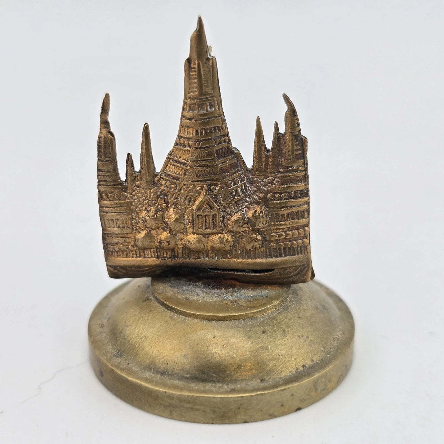 Thai Siam Brass Place Card Holders Set 10 Dancers Temples Elephants Vintage