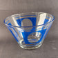 Hazel Atlas 2pc Chip and Dip Glass Bowl Set Blue Gold Grapes Wheat Pattern Faded