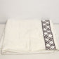Martex Luxor Solid White Twin Flat Sheet w Embroider Brown Bamboo Lattice Edge