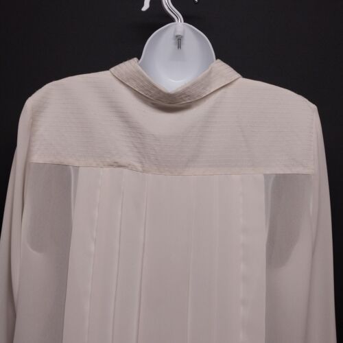 Worthington White Essentials Pleated Long Sleeve Blouse Size 10 Women