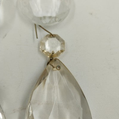 Set 8 Almond Shaped Crystal Glass 2" Prisms w Octagon Accent & Wire Connectors