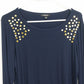 Premise Navy Long Sleeve Top Gold-Tone Stud Shoulder Women's L Vietnam