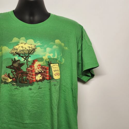 Green Woot T Shirt Coyote Straw Sticks and Bricks BBQ Size XL USA 100% Cotton