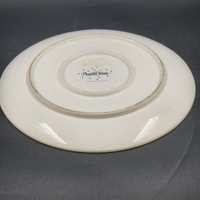 Round Serving Platter Present Tense Italy Hand Painted Snowman Christmas 14"