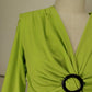 Julie Mitchell Lime Green Gathered V Neck Blouse Size L