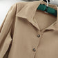 Fashion Bug Button Down Shirt Tan Faux Suede Size XL V Neck Cape Sleeve Vented