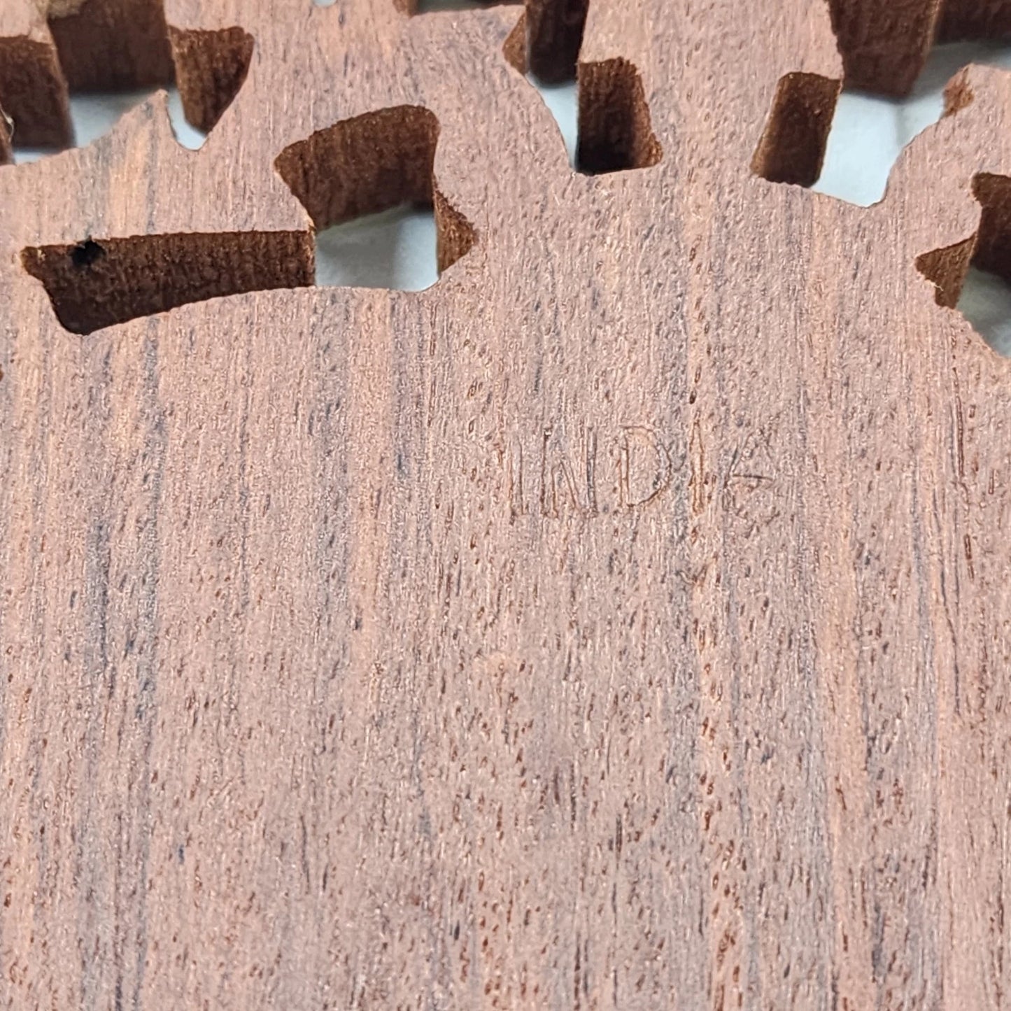 2 Hand Carved Wood Trivets 8" Gold Inlay Floral Leaf Design Scrolled Sides India