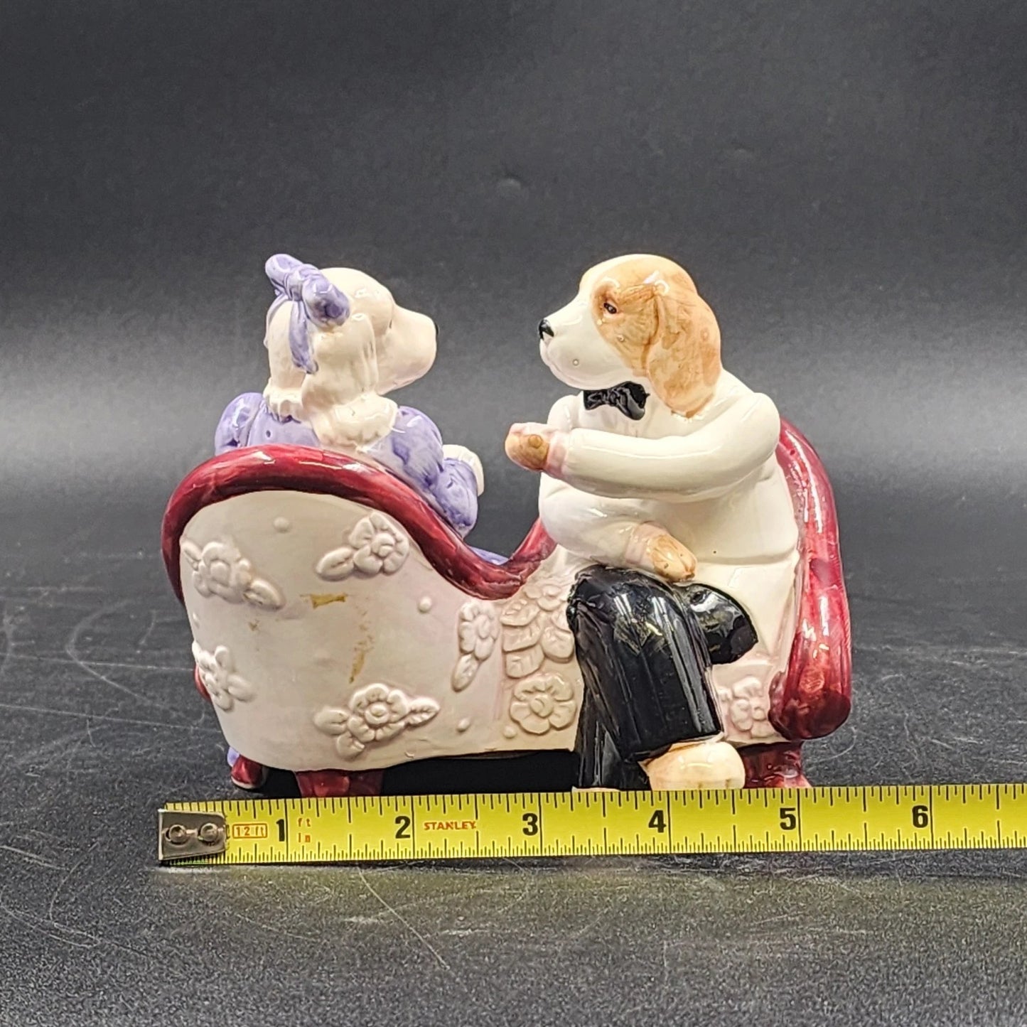 Applause Music Box Dogs Victorian Love Seat Plays My Funny Valentine Formal Vtg