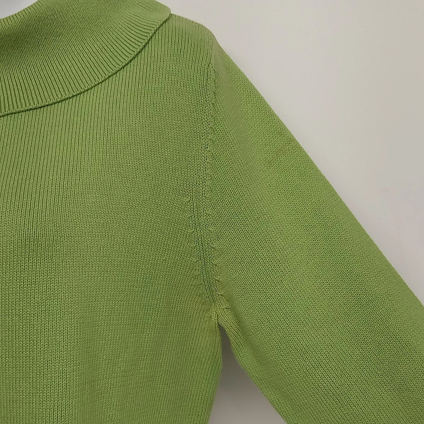 Raffaello Sport Women's Cotton Cowl Neck Lime Green Pullover Sweater Size L