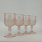 Indiana Glass Diamond Point Pink Depression Goblets Glassware Set of 4 Vtg Chip