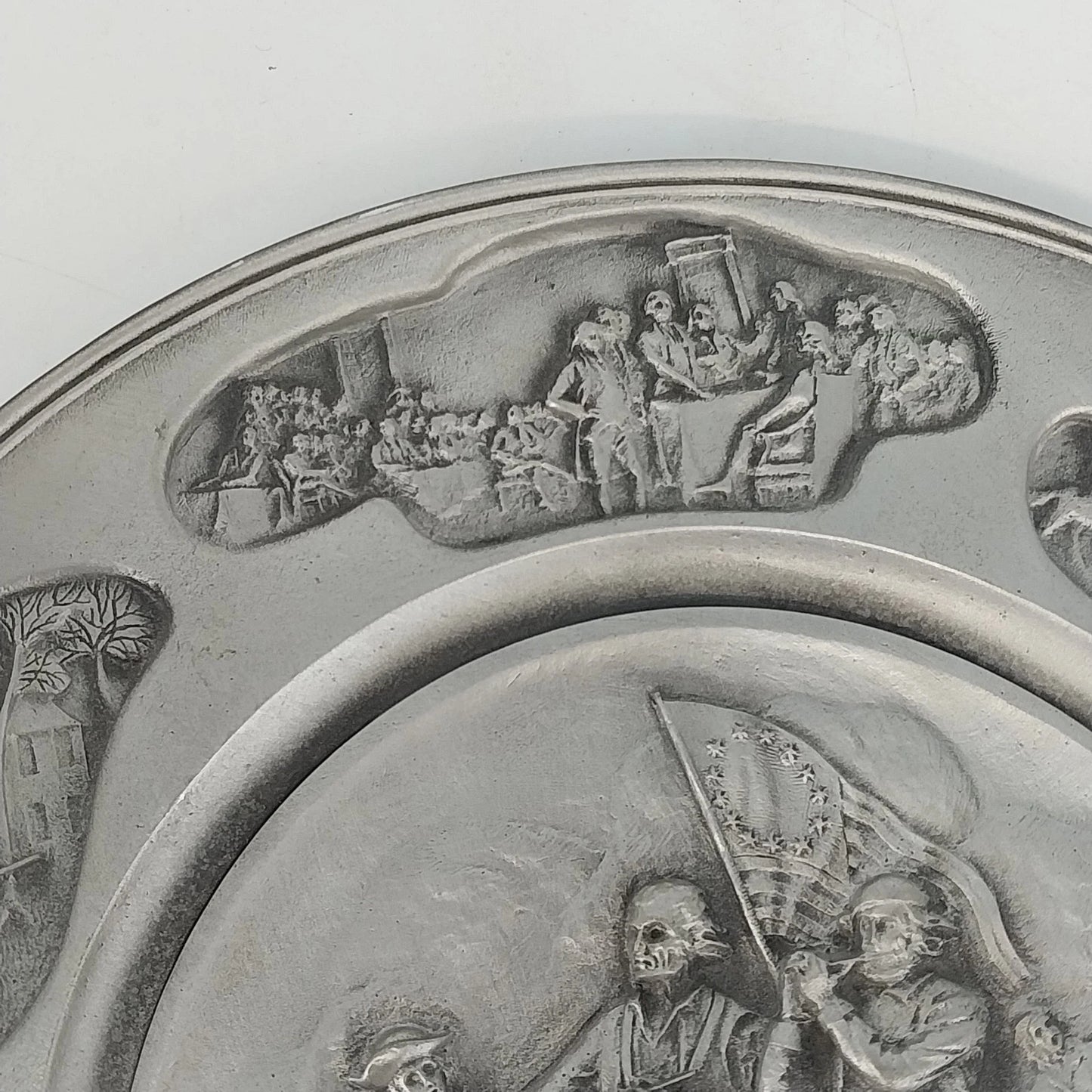 Hudson Pewter Spirit of ’76 Bicentennial Pewter Plate 9" Independence Day 1776