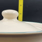 Round Stoneware Cookie Jar Canister w Lid Teal & Purple Juniper Pfaltzgraff USA