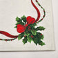 Set of 11 White Damask Placemats 18"x13" Holly Poinsettia Christmas Design