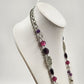 Silver Tone Chains w Multicolor Beads & Filigree Accents Double Strand Necklace