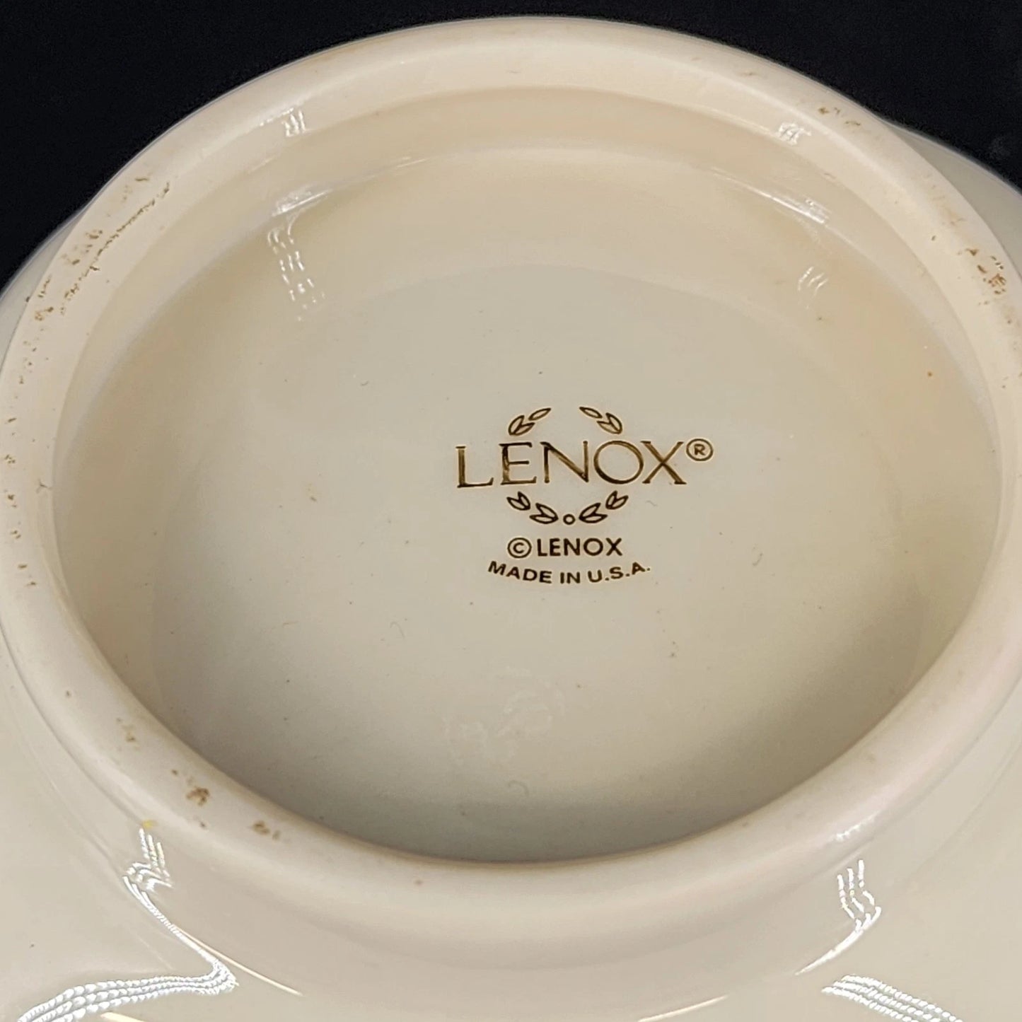 Lenox Petite Rose Trinket Bowl Cream Porcelain Lace Cut Out 24K Gold Trim 4.25"