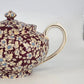 Vintage Lord Nelson Royal Brocade Chintz Teapot England Maroon Floral