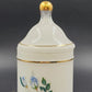 Apothecary Jar Blue Tea Rose in White Frosted Milk Glass with Gold Trim 9" x 4"d