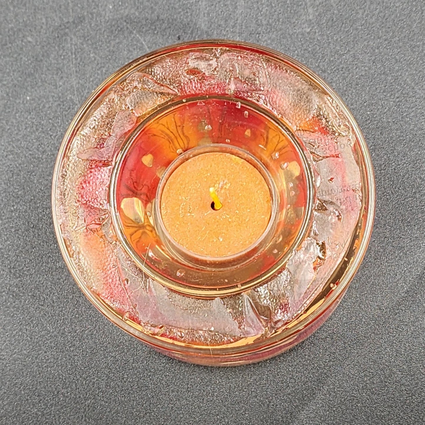 Autumn Leaves Gel-Filled Votive Candle Holder Double Glass 4" x 2.5" Fall Decor