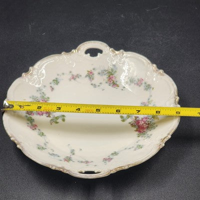Haviland Limoges "Rebecca" Round Serving Tray – 10" Porcelain with Scalloped Edge, Raised Trellis & Rose Floral Design – Vintage French Tableware