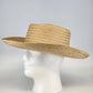 Sun Hat Straw Natural Woven Fedora Women’s Size Large Made in Mexico Wide Brim