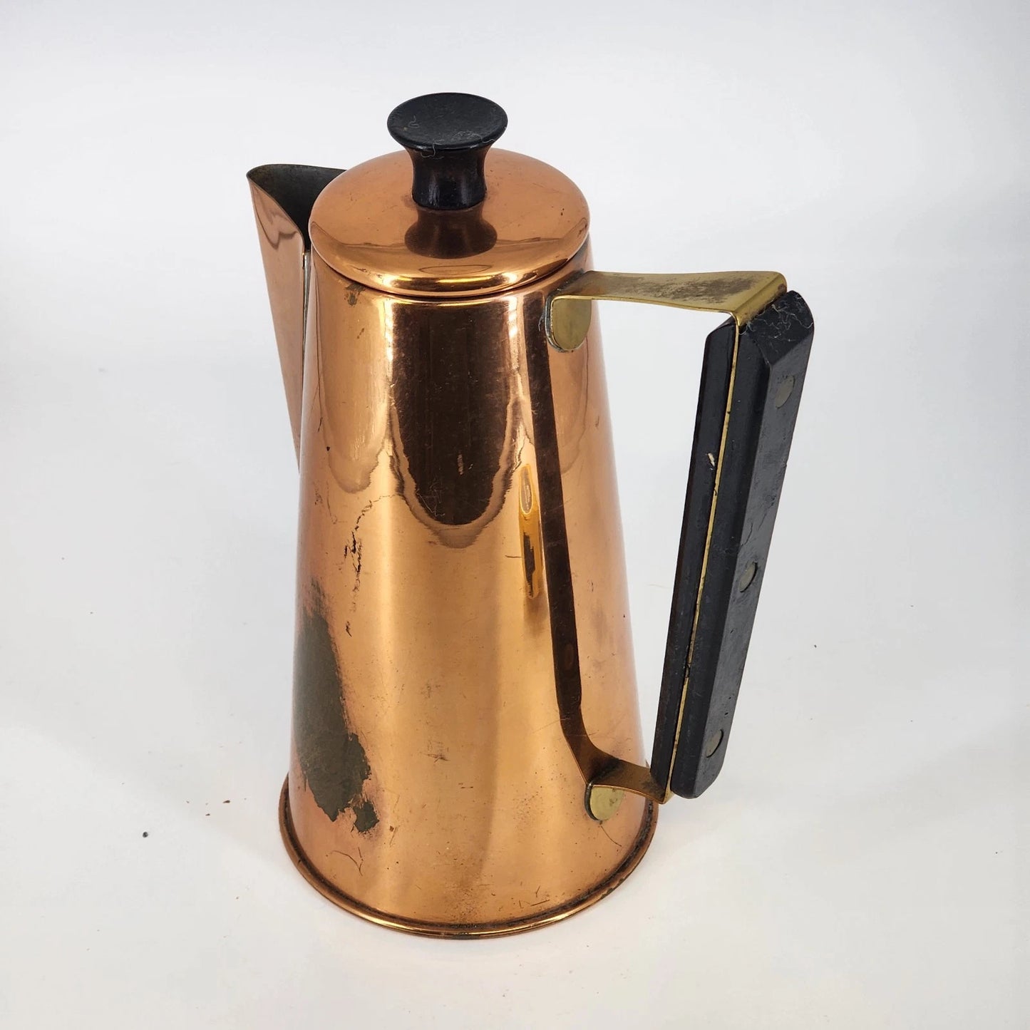 Coppercraft Guild Copper Coffee Teapot Brass Handle Taunton Mass USA MCM Decor