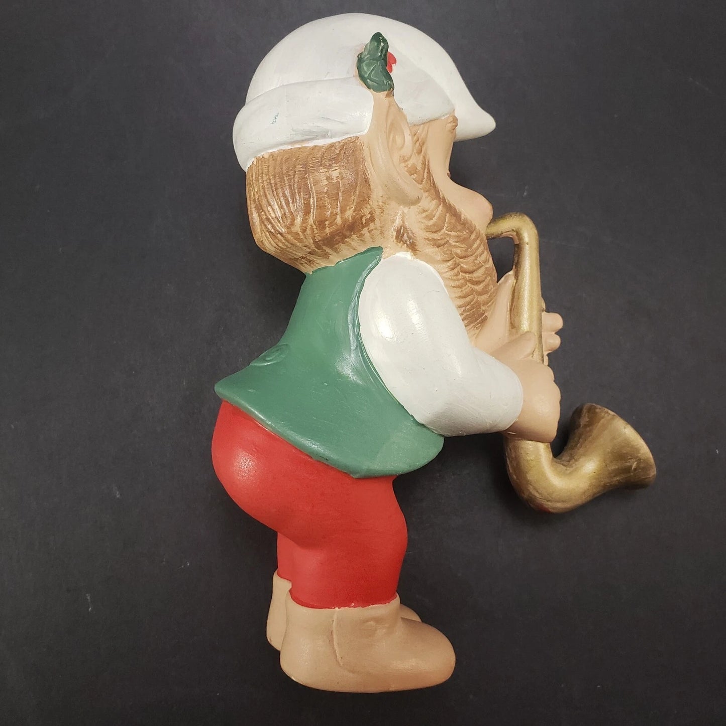 Set of 3 Ceramic Elf Gnome Musician Figurines Christmas Guitar Horn Accordion