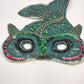 Hand Sewn Vintage Mardi Gras Green Fish Mask Sequins Beads