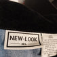 New Look Denim Shirt L Floral Embroidered Velvet Collar Long Sleeve Turkey Vtg