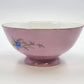 Pink Porcelain Footed Bowl Birds Nest Blue Flowers Gold Trim 6.25" Kitchen