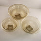 Federal Glass Golden Glow 3 Piece Mixing Nesting Bowls Ribbed Rolled Edge Yellow