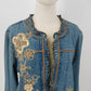 Country Door Denim Jacket 1X Women’s Blue Embroidered Long Sleeve Ruffled Hem