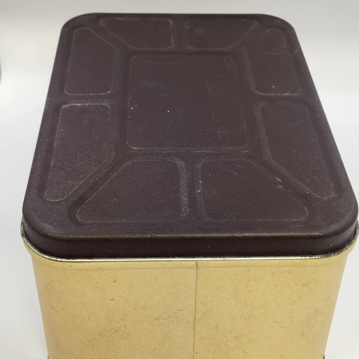 Slice O' Life Bread Empty Box Metal Tin Brown Lid Wheat Design 14" USA Vintage