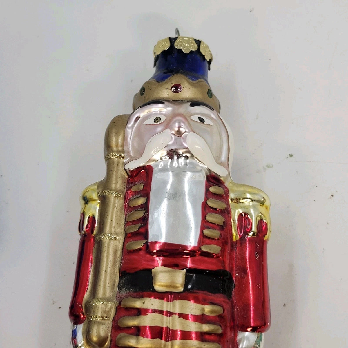 Blown Glass Nutcracker Soldier Christmas Ornaments 4 Piece 7.5" Hand Painted Vtg