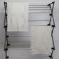Set of 2 White Rectangle Lace Table Runners w Floral Doilies Scalloped Edge 33.5"