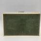 Jewelry Trinket Box Cream Gold Filigree Red Velvet Satin Lift Out Tray 12.5" Vtg
