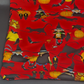 Red Black and Orange Halloween Themed Linen Tablecloth Vintage Witches Cats Bats