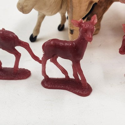 Lot of 7 Plastic Celluloid Blow Mold Animals Toy Figurines Vintage Japan 1950's