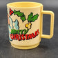 Santa Claus Mug Cup 3.75" Tall HO HO HO MERRY CHRISTMAS Deka Plastic