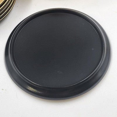 Otagiri Japan 6 Round Cherry Blossom Gold Black Lacquered Coasters 4”