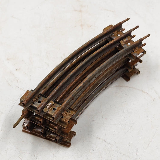 3 Model Train Curve Track Sections O Gauge 45 Degree 31" Dia Rusty 6" Long Each