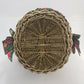 Gold Wicker Basket with Holiday Liner Christmas Fall Decor Handled Storage Oval