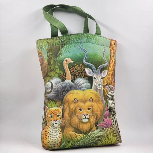 Vintage Clovis Ruffin Made for Genie Handbag Tote Bag Jungle Animal Safari Zoo